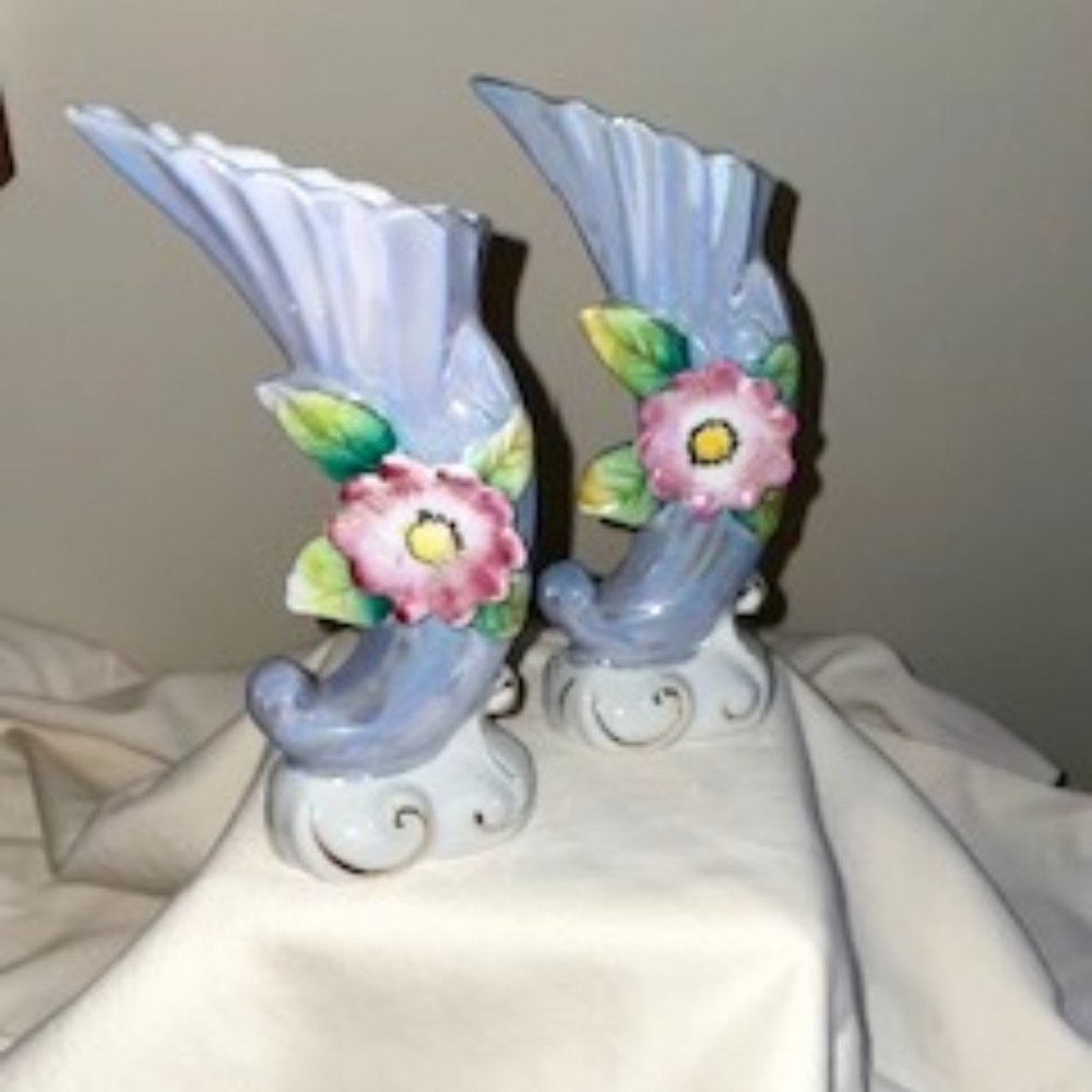 Pair of Vintage Japan Lavender Bud Vases
